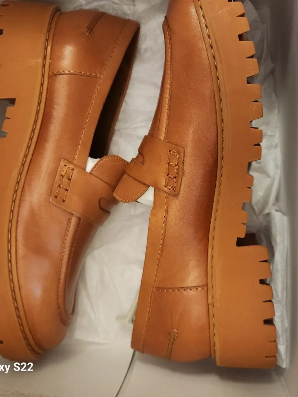 Schutz Leather Lug Loafers. 